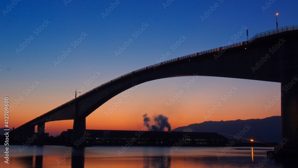 Eshima Bridge at Dusk, Japan