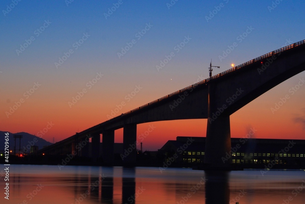 Fototapeta premium Eshima Bridge at Dusk, Japan