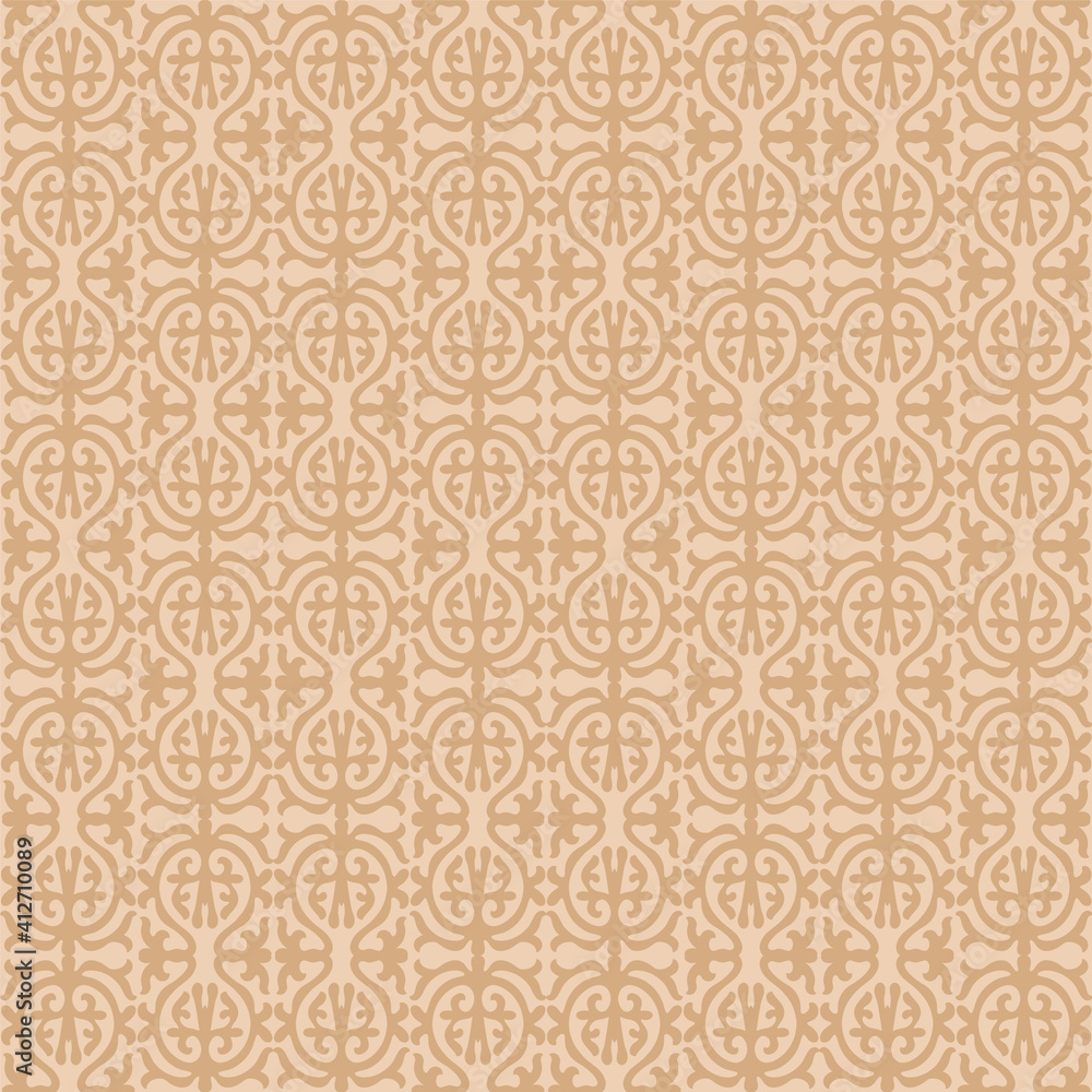 Seamless traditional ethnic Middle Asian, Kazakh or and arabian islamic vector pattern, damask ornate boho style vintage ornament in neutral beige colors for custom print and design.