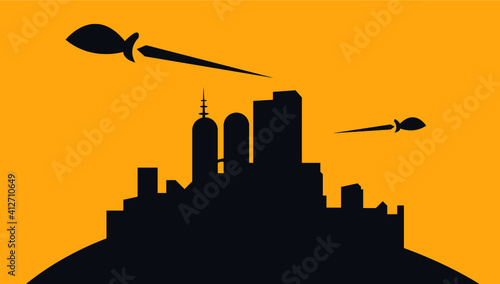 futuristic city of tomorrow silhouette vector illustration