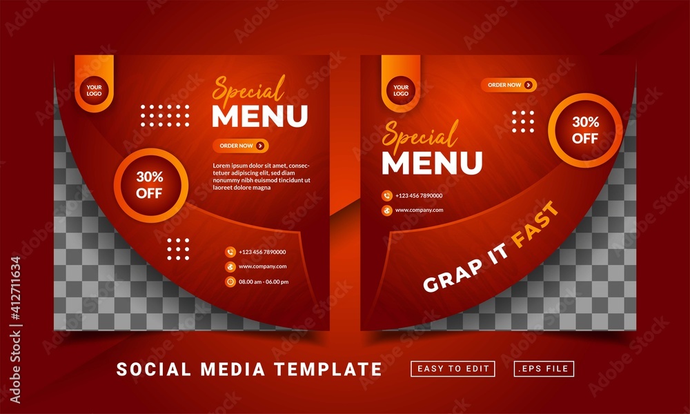 Flyer or social media post themed restaurant food menu template Stock ...
