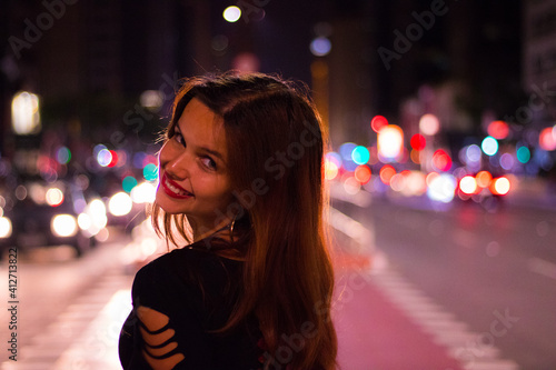 brazilian girl having fun at a paulista nigths  photo