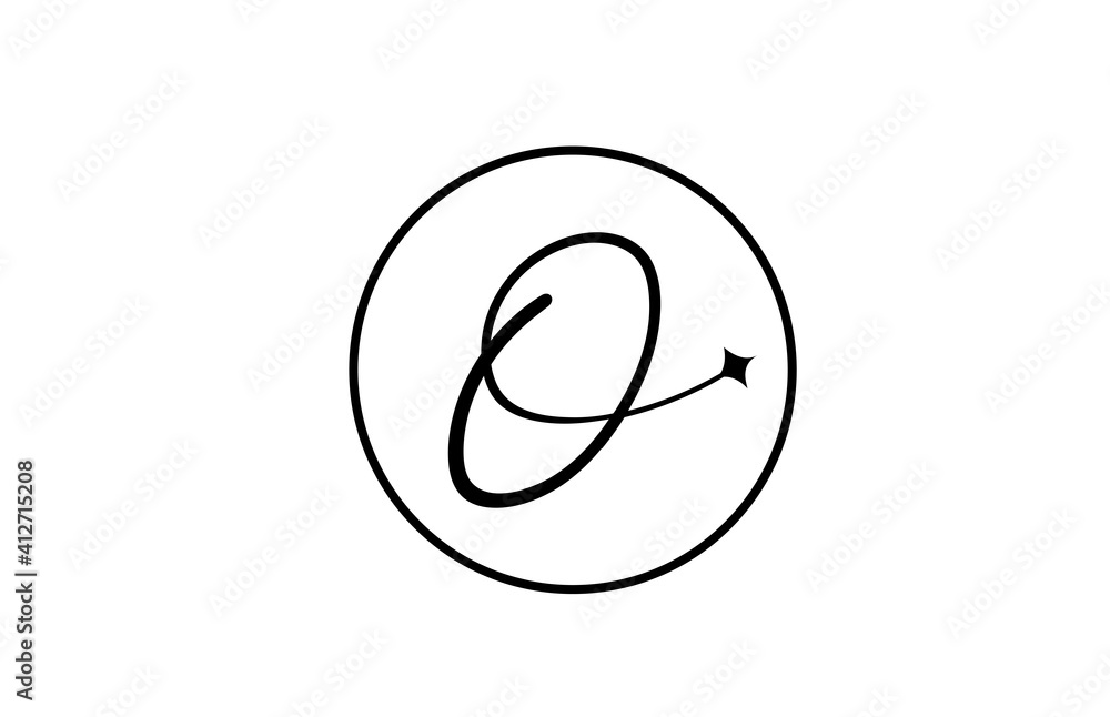 O alphabet letter logo for business with star and circle. Simple elegant lettering for company. Corporate identity branding icon design in white and black O alphabet letter logo for business with star and circle. Simple elegant lettering for company. Corporate identity branding icon design in white and black