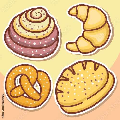 Hand drawn cute cake cartoon stickers