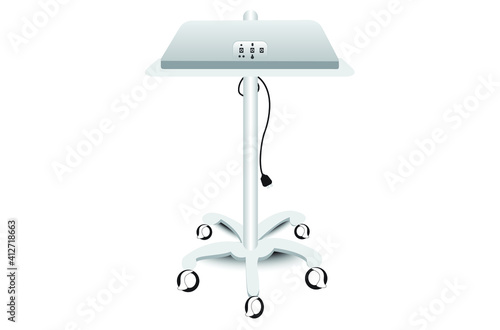 Illustration of phototherapy lamp use for jaundice newborn in the hospital .