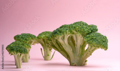 broccoli isolated on pink background