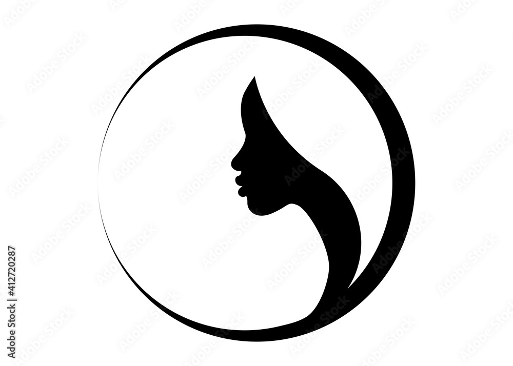 logo round design African american woman face profile. Women profile  silhouette on the white background. Vector illustration isolated Stock  Vector | Adobe Stock