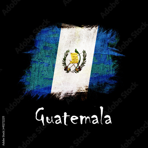 National flag of Guatemala, abbreviated with gt  a realistic 3d image of the national symbol from an independent country painted on a black background with the countryname below © pangamedia