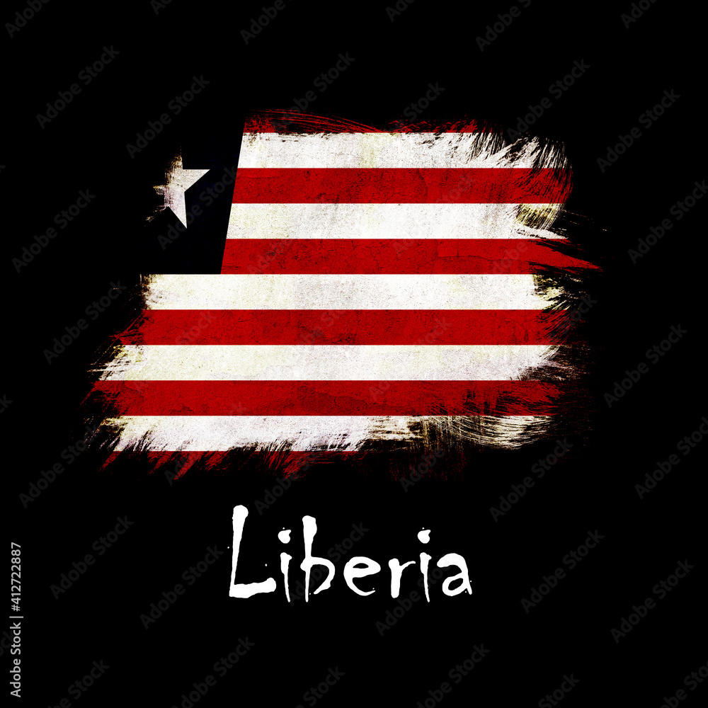 National flag of Liberia, abbreviated with lr; a realistic 3d image of