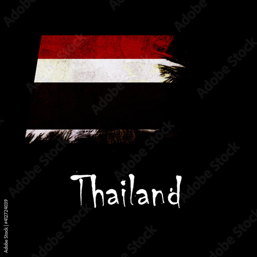 National flag of Thailand, abbreviated with th; a realistic 3d image of the national symbol from an independent country painted on a black background with the countryname below photo