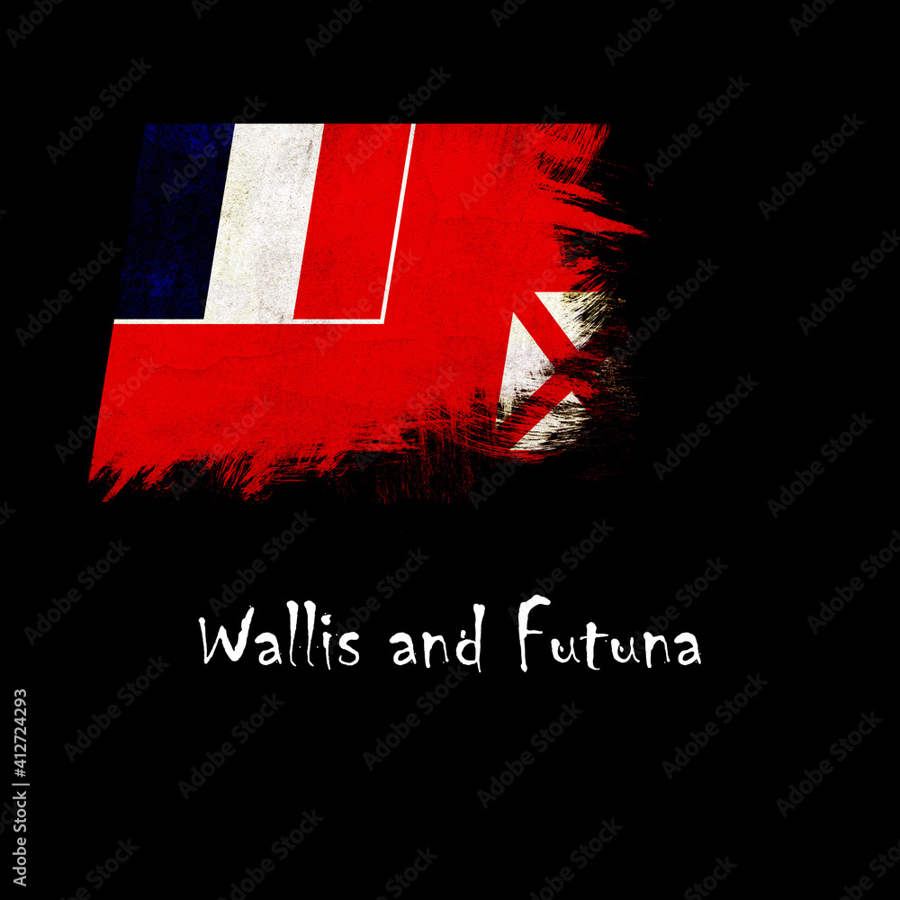 National flag of Wallis and Futuna, abbreviated with wf; a realistic 3d ...