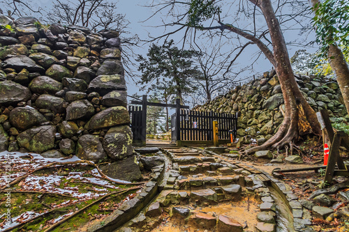 冬の松江城の北ノ門跡の風景