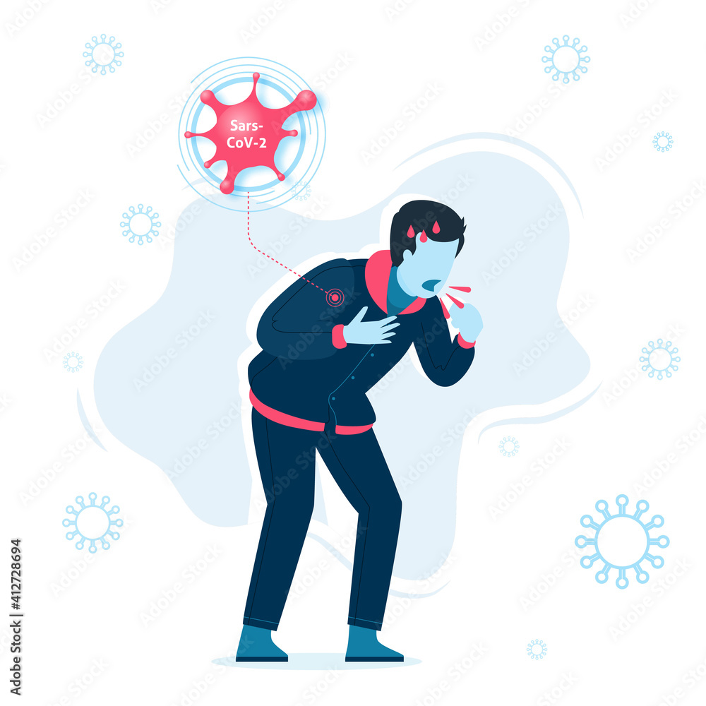Infected person of Coronavirus (Covid-19 or Sars-Cov-2) in white background. Coronavirus Infections Infected person of Coronavirus (Covid-19 or Sars-Cov-2) in white background. Coronavirus Infections