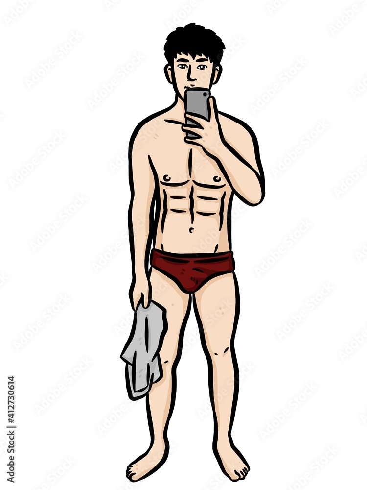 Fototapeta premium cartoon cute man on white background