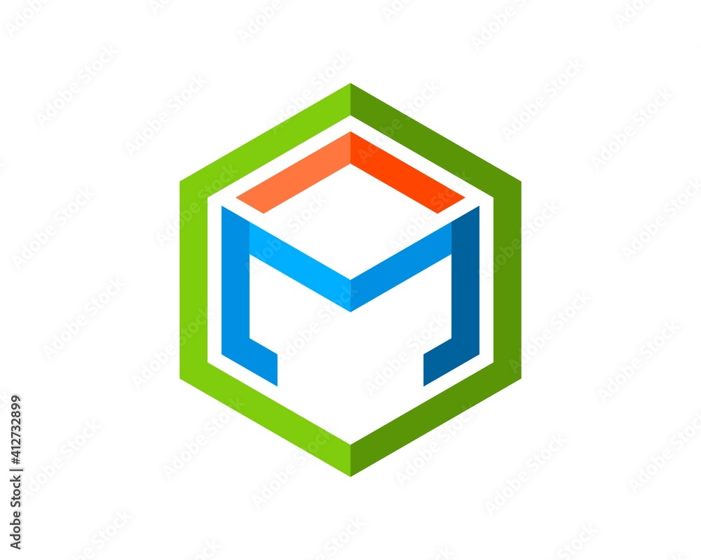 Hexagonal shape with M letter initial inside Hexagonal shape with M letter initial inside