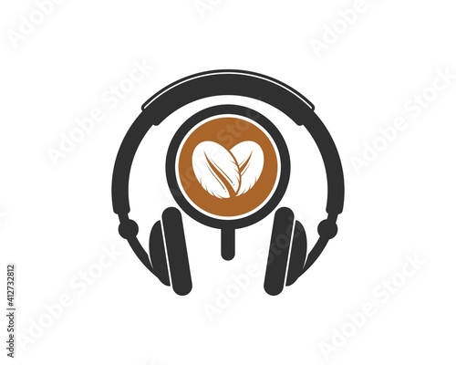 Music headphone with simple coffee cup inside