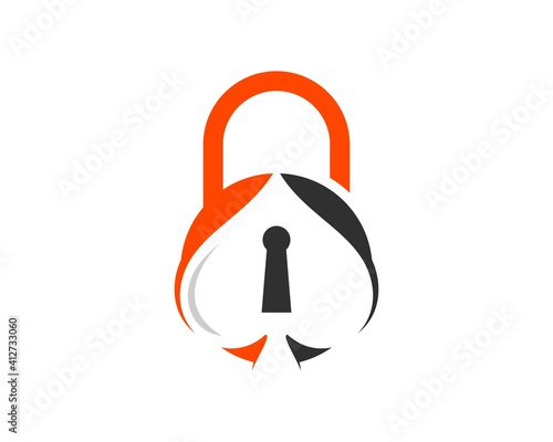 Abstract padlock with spade and key hole inside