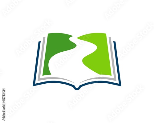 Abstract book with green road inside