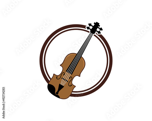 Violin inside the brown circle logo