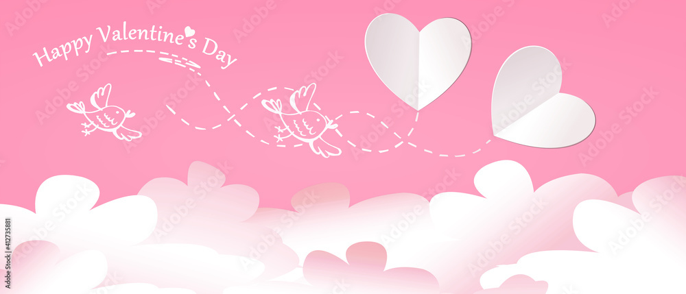 Happy Valentine's Day background with heaven. Love concept. 3d Illustration