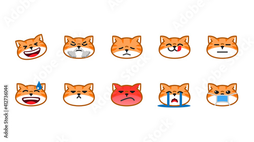 Fototapeta Naklejka Na Ścianę i Meble -  Cute cat emoticon set series