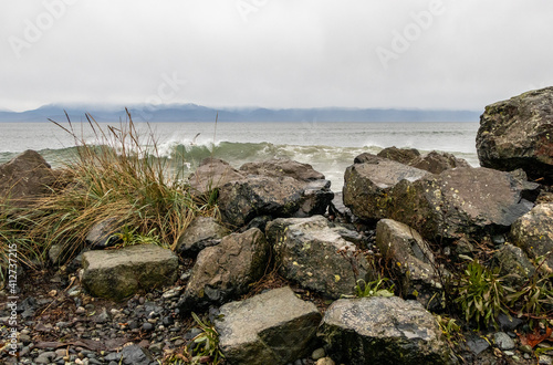 View from Whiffen Spit in Sooke on Vancouver Island, BC photo
