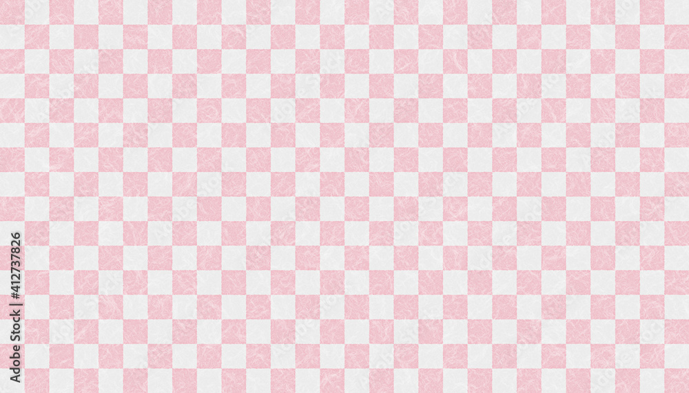 Japanese paper checkered pattern. Pink background. 和紙の格子柄。市松模様。ピンク背景 Japanese paper checkered pattern. Pink background. 和紙の格子柄。市松模様。ピンク背景