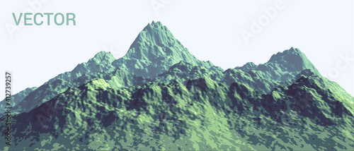 Colorful stylized vector illustration of mountains in flat colors