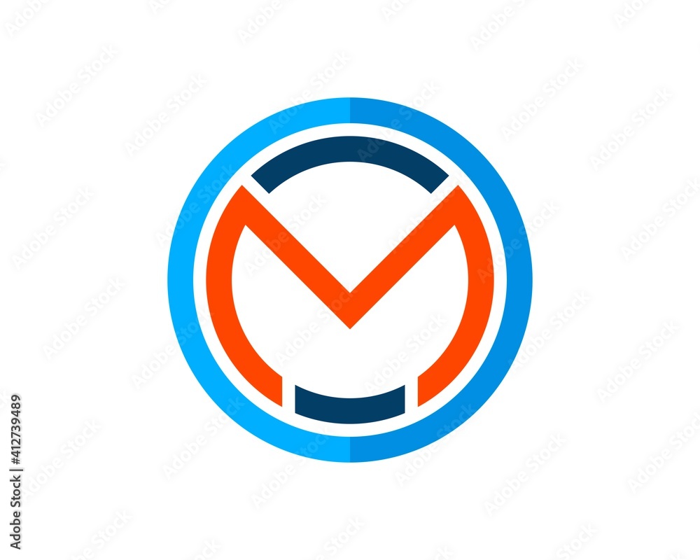 Circle shape with with M letter initial inside Circle shape with with M letter initial inside