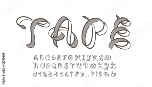 Alphabet set of symbols in the form of tape. 