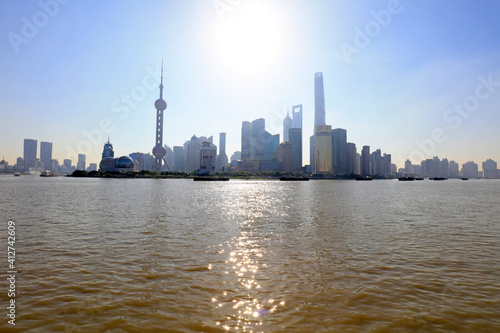 Shanghai Huangpu River bank architecture scenery  Shanghai  China