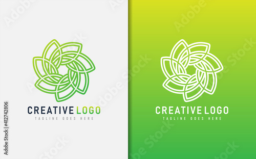 Abstract Creative Logo Design Based From Circular Round Lines. Geometric Colorful Lines Symbol. Vector Logo Illustration.