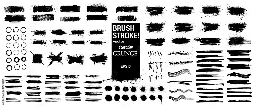 Ink stains, brush stroke and paint splashes in vector collection. Black artistic design elements, quote box, speech template, frames for text, labels, logo. Paintbrush grunge. Street art template set Ink stains, brush stroke and paint splashes in vector collection. Black artistic design elements, quote box, speech template, frames for text, labels, logo. Paintbrush grunge. Street art template set