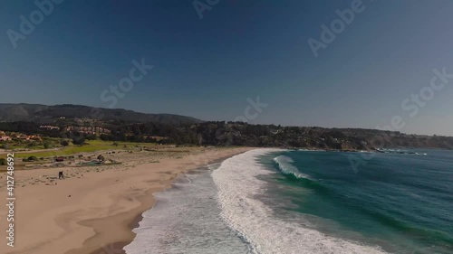 Wallpaper Mural Aerial overview from the drone at Quintay main beach in Valparaiso Chile on a beautiful sunny day in summer season with waves in the coastline Torontodigital.ca