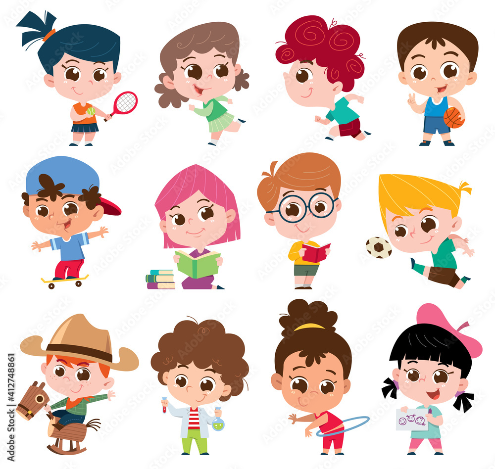 Vector illustration of Cartoon kids character Vector illustration of Cartoon kids character