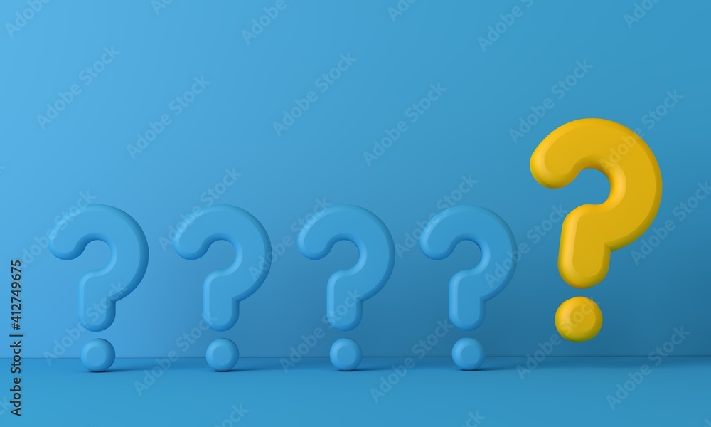 Question mark sign standing out from the crowd. 3D Rendering Question mark sign standing out from the crowd. 3D Rendering