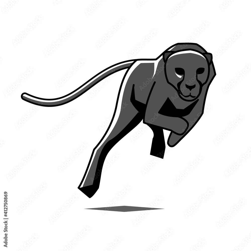 Obraz premium running run leopard logo