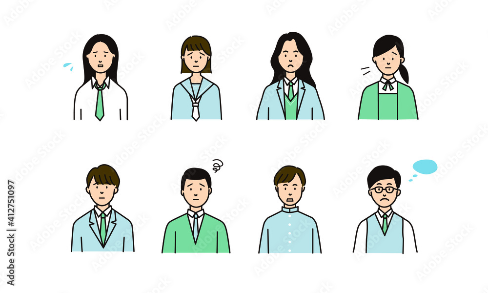 悲しい表情をした制服の学生アイコンstock Vector Adobe Stock