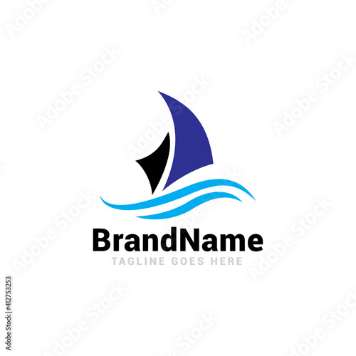sailing boat logo icon vector template.