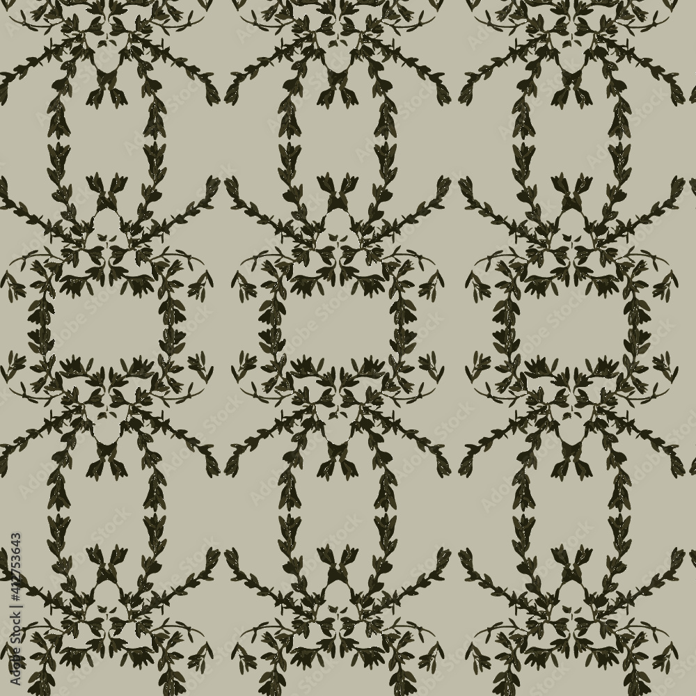 Antique-inspired thyme repeat vector pattern Antique-inspired thyme repeat vector pattern