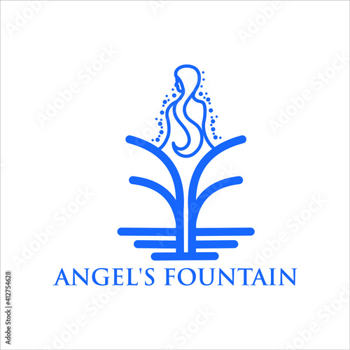 angels fountain line splash anggels water fall women water exclusive logo design inspiration