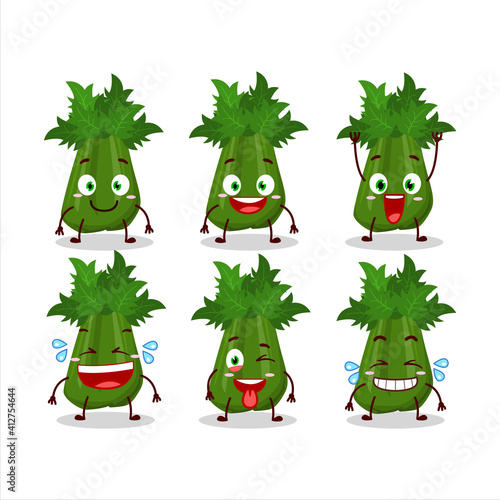 Cartoon character of celery with smile expression