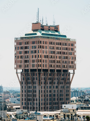 Torre Velasca seen from the roof of Milan Cathedral, Duomo, Milan, Italy