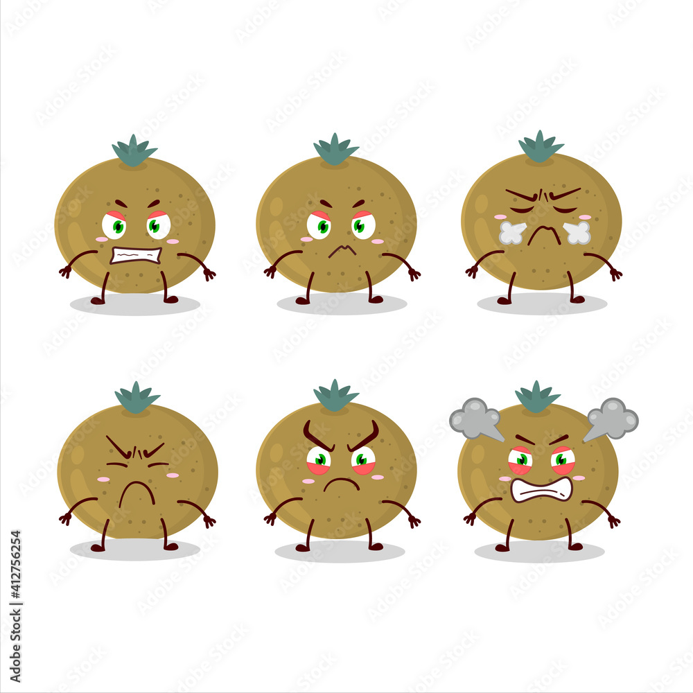 Ceylon gooseberry cartoon character with various angry expressions Ceylon gooseberry cartoon character with various angry expressions