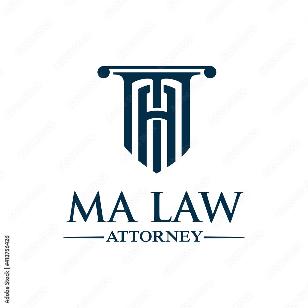 MA lettering attorney pillar ma law simbol design exclusive inspiration
