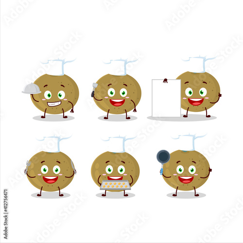 Cartoon character of ceylon gooseberry with various chef emoticons