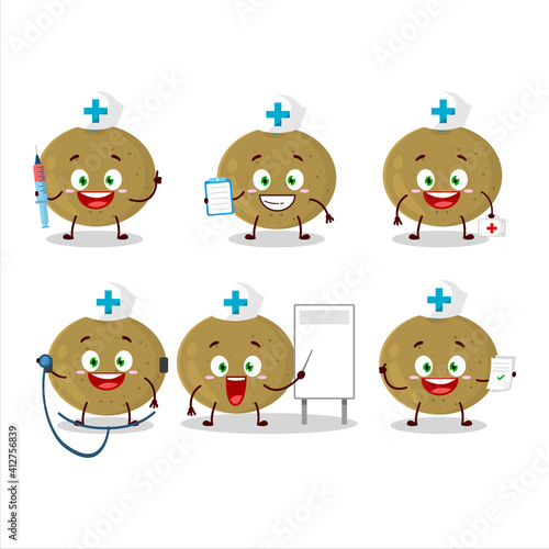 Doctor profession emoticon with ceylon gooseberry cartoon character