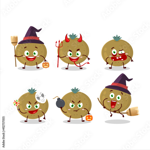 Halloween expression emoticons with cartoon character of ceylon gooseberry