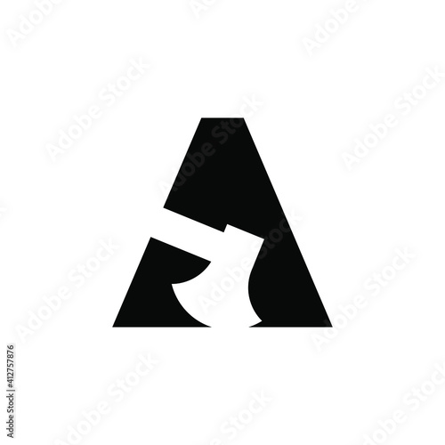 capital letter A with axe initial logo concept template vector illustration design isolated background
