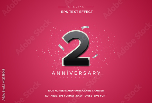 Editable text style effect with 2th anniversary numbers